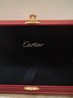 Cartier Red Leather Pen Box Case with Gold Trim COST0046